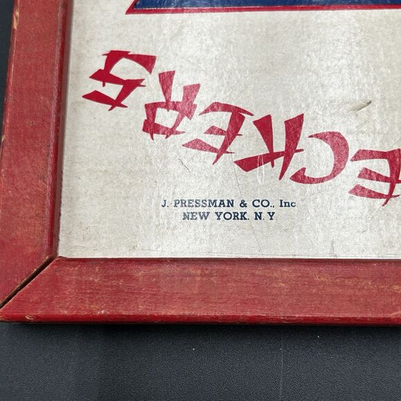 VTG Hop Ching Checkers Wood Frame Game Board J PRESSMAN Game Room Decor Wall Art - Picture 3 of 7